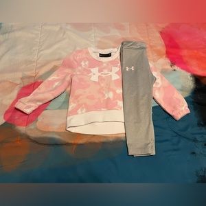 Under Armour Girls Pink Sweatshirt and Grey Leggings Set  - 2T